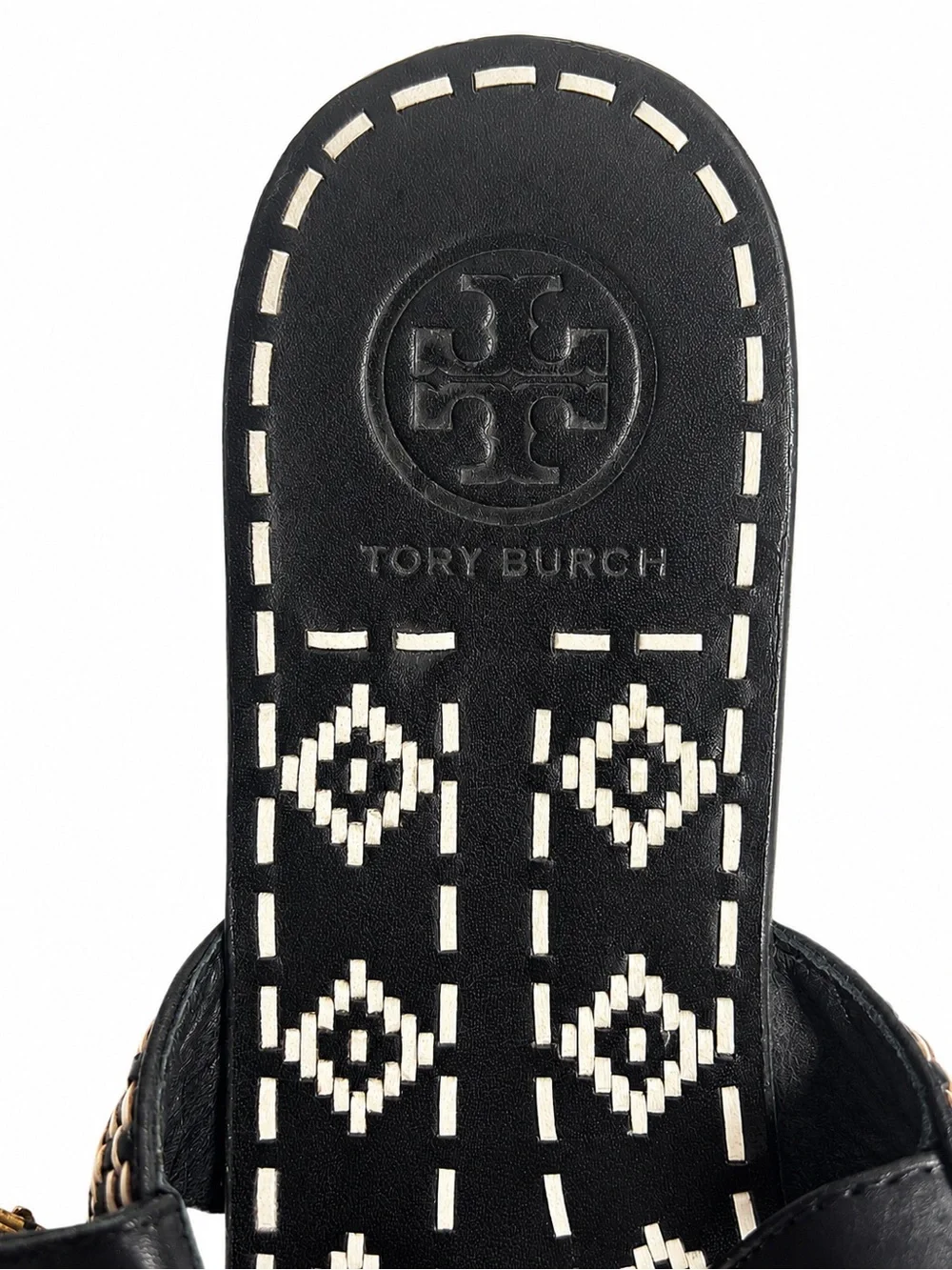 Tory Burch Black and White Geometric Strap Sandals